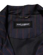 Blue Red Striped Logo Plaque Full Zip Jacket