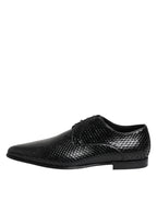 Black Exotic Leather Lace Up Derby Shoes