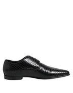 Black Exotic Leather Lace Up Derby Shoes
