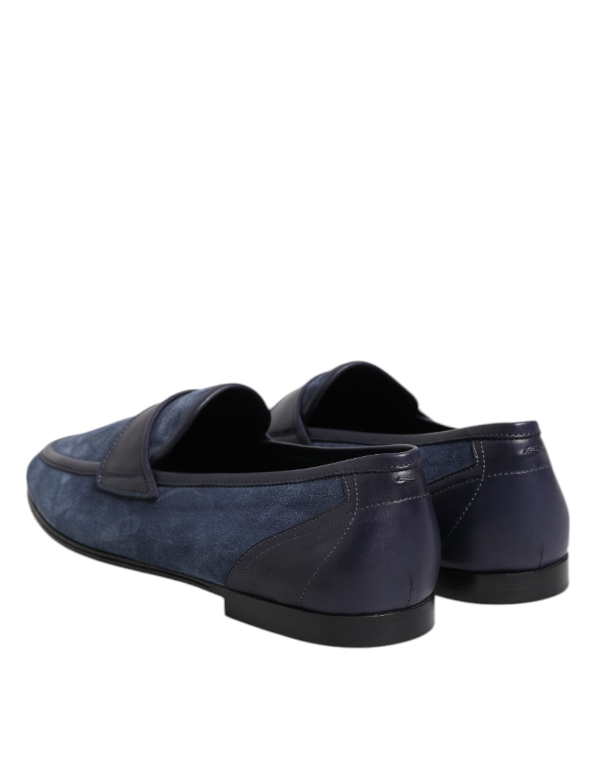 Blue Suede Leather Loafers Moccasin Shoes