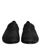 Black Floral Brocade Loafers Men Dress Shoes