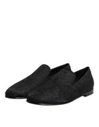Black Floral Brocade Loafers Men Dress Shoes