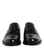 Black Leather Derby Wingtip Formal Shoes