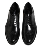 Black Leather Derby Wingtip Formal Shoes