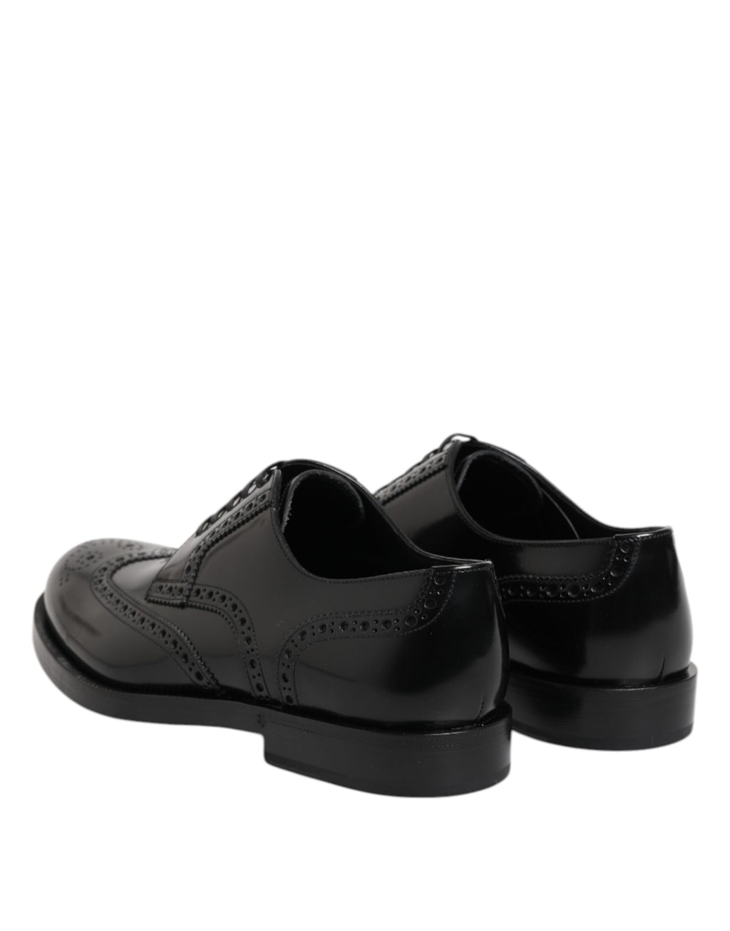 Black Leather Derby Wingtip Formal Shoes