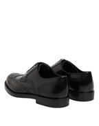 Black Leather Derby Wingtip Formal Shoes