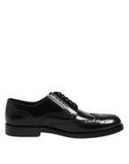 Black Leather Derby Wingtip Formal Shoes