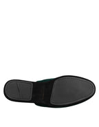 Green Velvet Cross Embellished Slippers Shoes