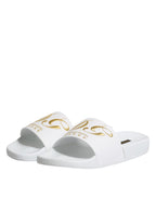 White Leather Slides Sandals Beachwear Shoes