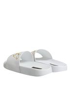 White Leather Slides Sandals Beachwear Shoes