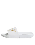 White Leather Slides Sandals Beachwear Shoes