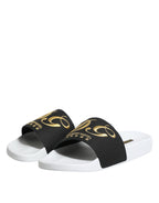 White Black Leather Sandals Beachwear Shoes