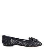 Blue Taormina Lace Crystals Flats Shoes