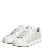 White Lace Leather Low Top Sneaker Shoes