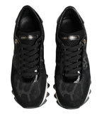 Black Gray Leopard Low Top Sneakers Shoes