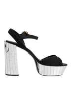 Black Crystal Ankle Strap Keira Sandal Shoes