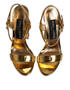 Gold Leather Platform Keira Sandals Shoes