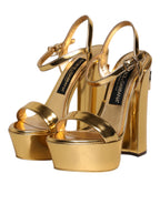 Gold Leather Platform Keira Sandals Shoes