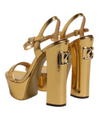 Gold Leather Platform Keira Sandals Shoes