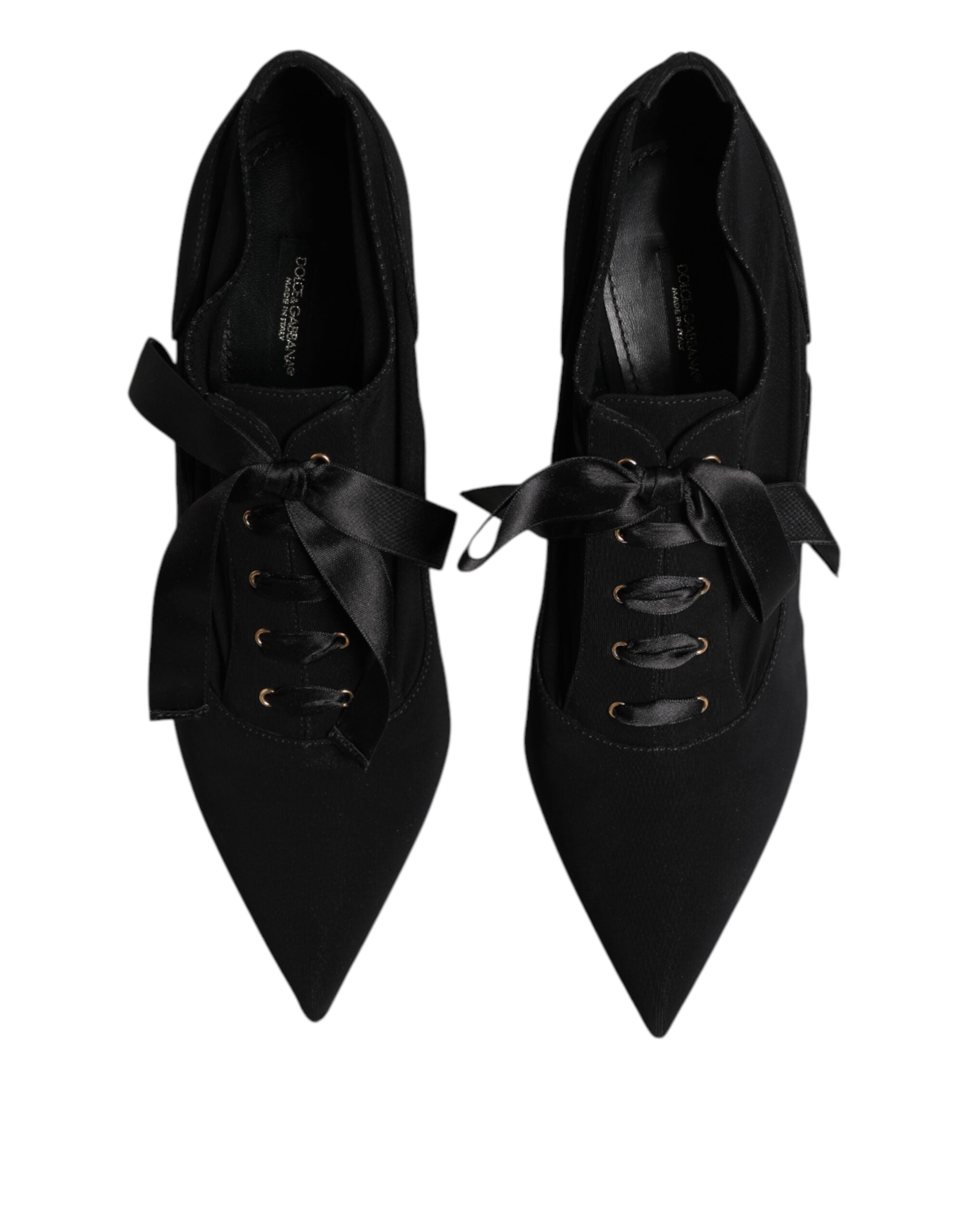 Black Lace Up Stiletto Heels Pumps Shoes