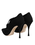 Black Lace Up Stiletto Heels Pumps Shoes