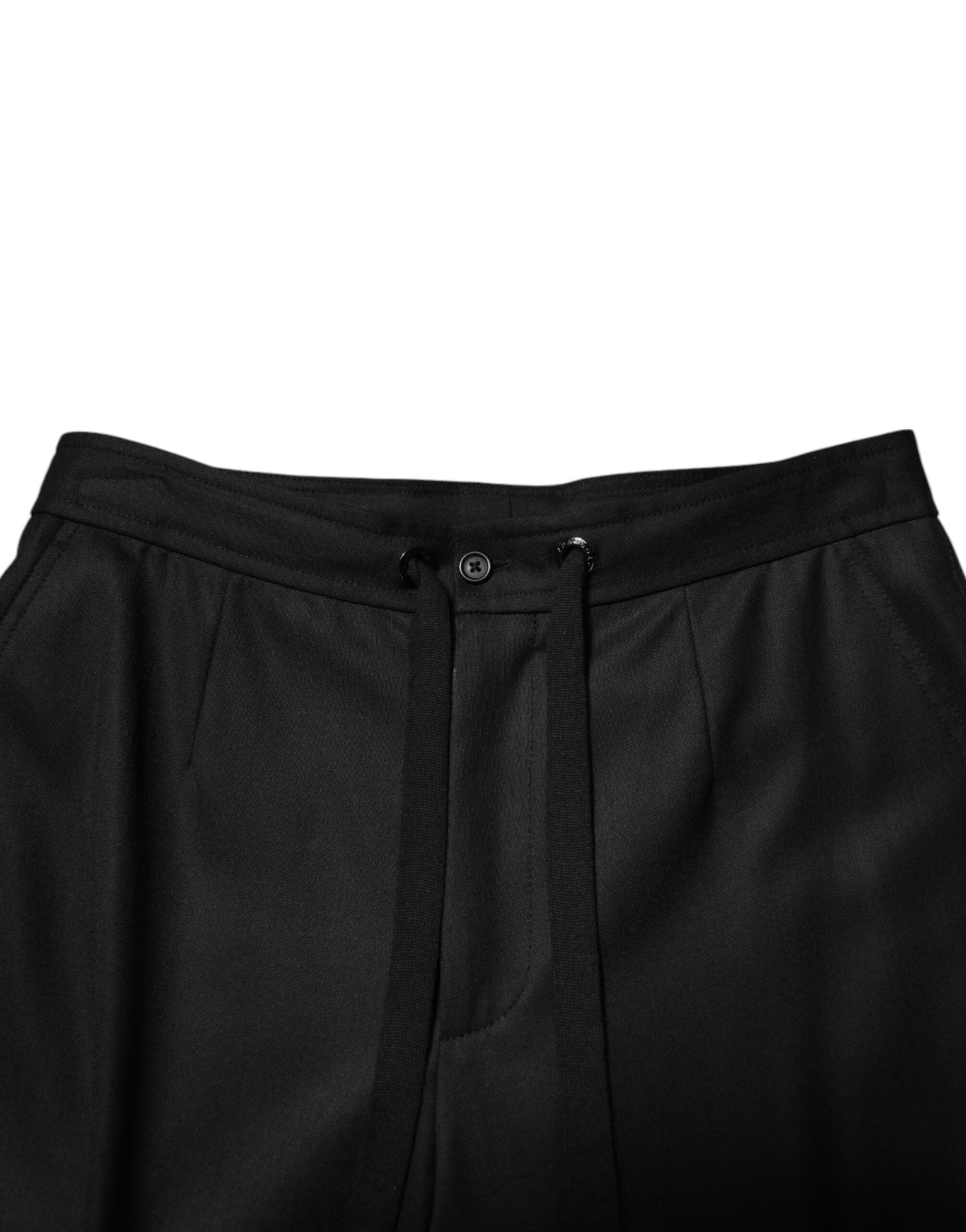 Solid Black Cargo Jogger Men Sweatpants Pants
