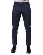Blue Cotton Tapered Men Formal Trousers Pants