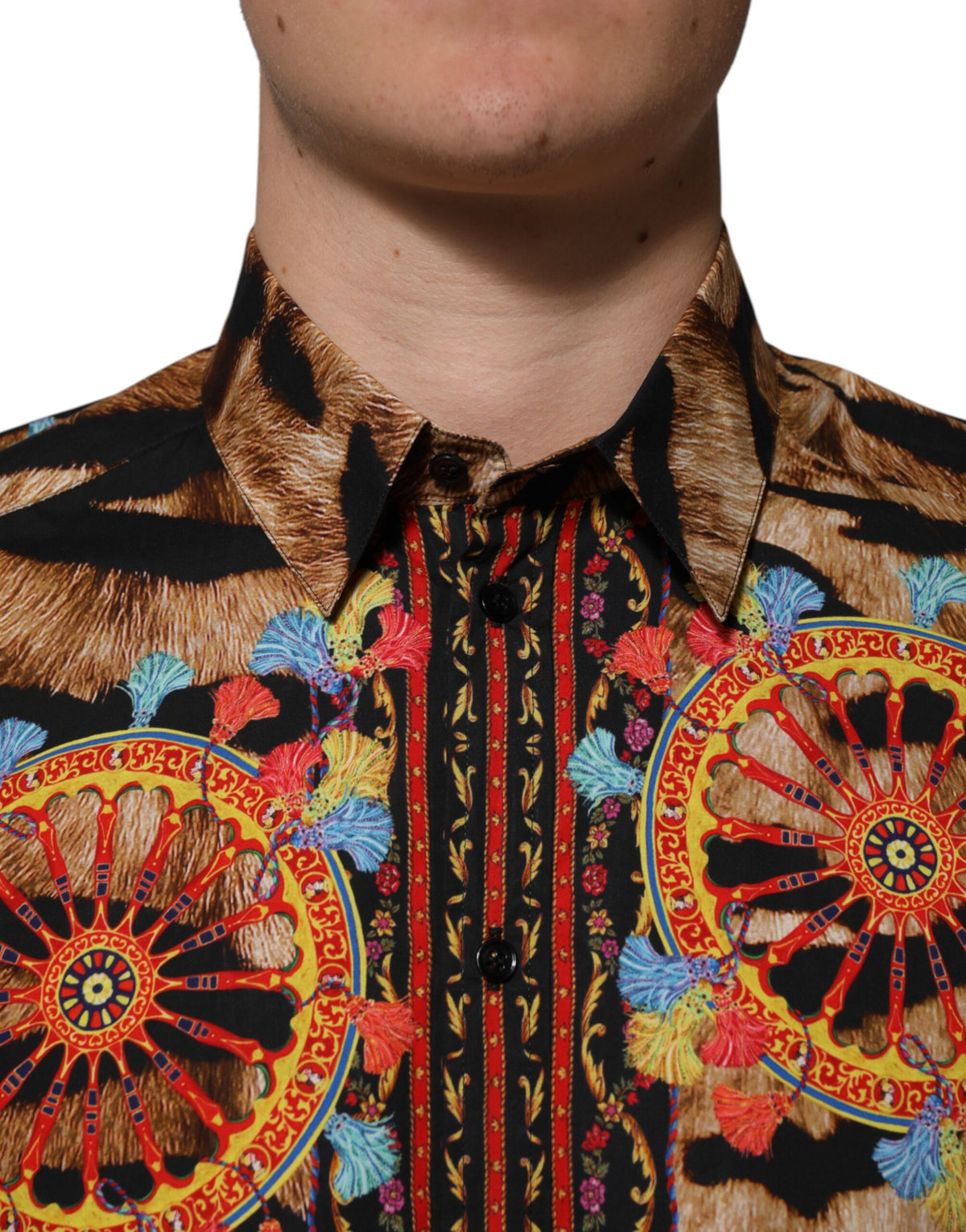 GOLD Cotton Tiger Carretto Long Sleeve Shirt