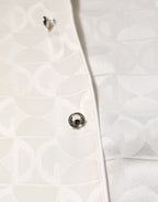 White Silk DG Logo Print Long Sleeves Shirt