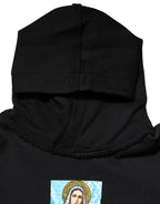 Black Printed Hoodie Crystal Embellished Jacket