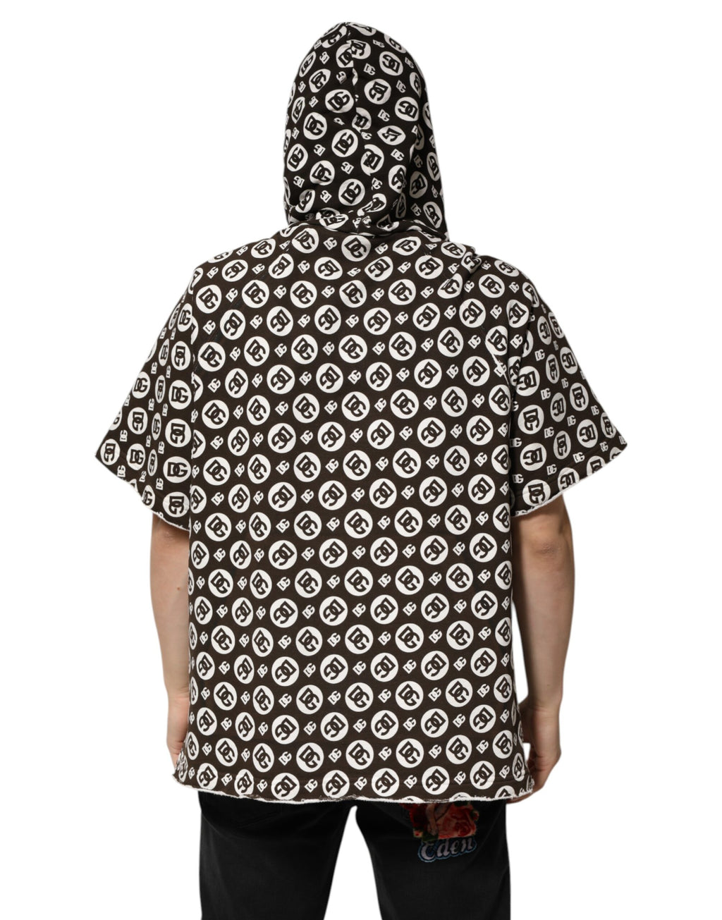 Brown White DG Logo Short Hoodie Sweater