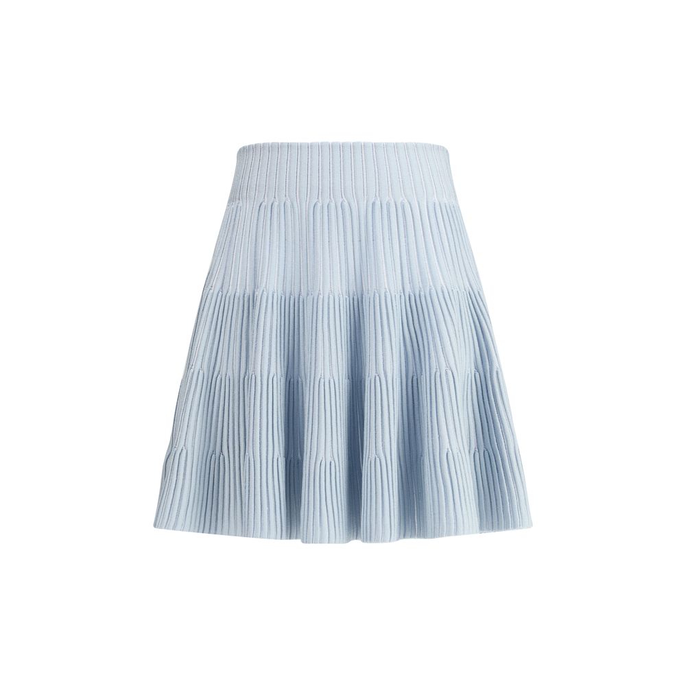 Blue Viscose Mini Skirt