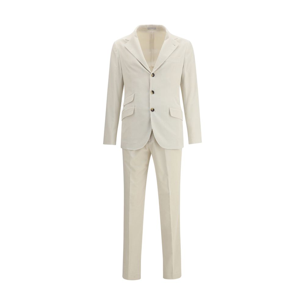 Beige Cotton Two-Piece Suit