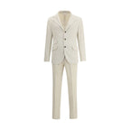 Beige Cotton Two-Piece Suit