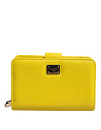 Yellow Leather Bifold Continental Clutch Wallet