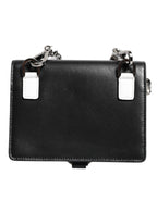 Black Leather Crystal Embellished Card Holder Wallet