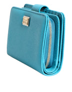 Light Blue Leather Bifold Continental Clutch Wallet
