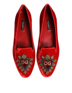 Red Velvet DG Heart Loafers Flat Shoes