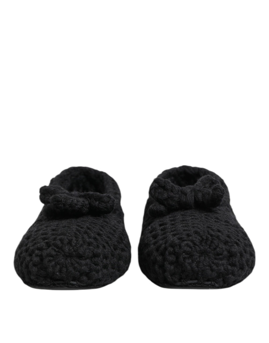 Black Wool Knit Slip On Ballerina Flats Shoes