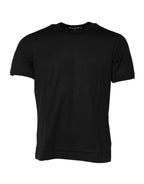 Black Cotton Logo Print Crew Neck T-shirt