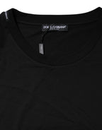 Black Cotton Crew Neck Short Sleeves T-shirt