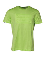 Green Embossed Logo Cotton Crew Neck T-shirt
