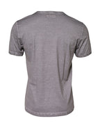 Gray Graphic Print Cotton Crew Neck T-shirt