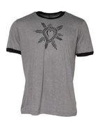 Gray Sacred Heart Cotton Crew Neck T-shirt