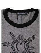 Gray Sacred Heart Cotton Crew Neck T-shirt