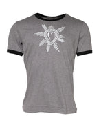 Gray Sacred Heart Cotton Crew Neck T-shirt