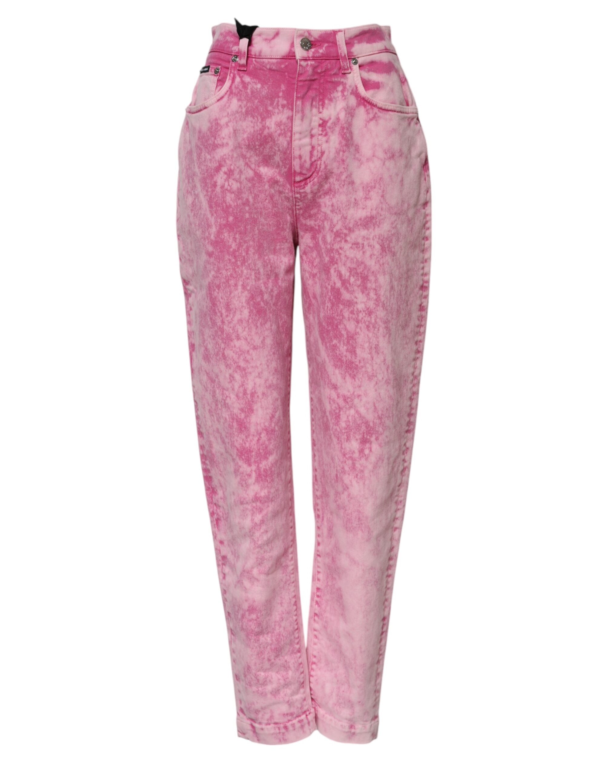 Pink Tie Dye High Waist Tapered Denim Jeans