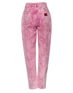 Pink Tie Dye High Waist Tapered Denim Jeans