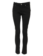 Black Cotton Skinny Mid Waist Denim Jeans