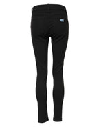 Black Cotton Skinny Mid Waist Denim Jeans